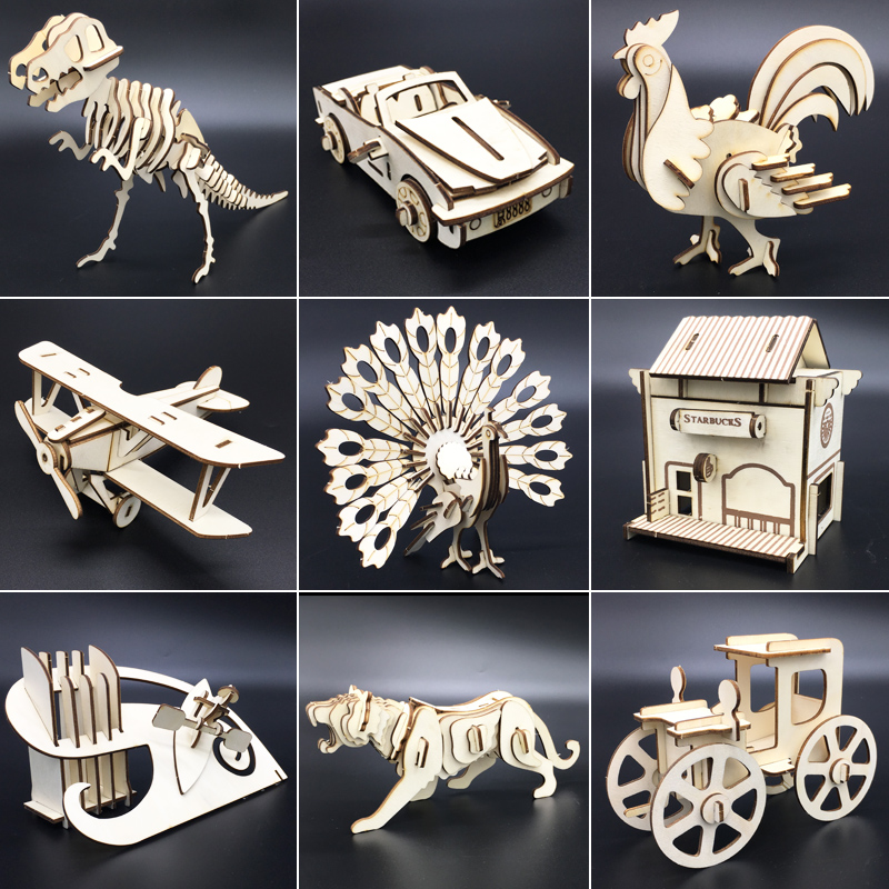 手工制作益智玩具 diy 立体拼图木质拼装模型激光切割仿真创意 3d